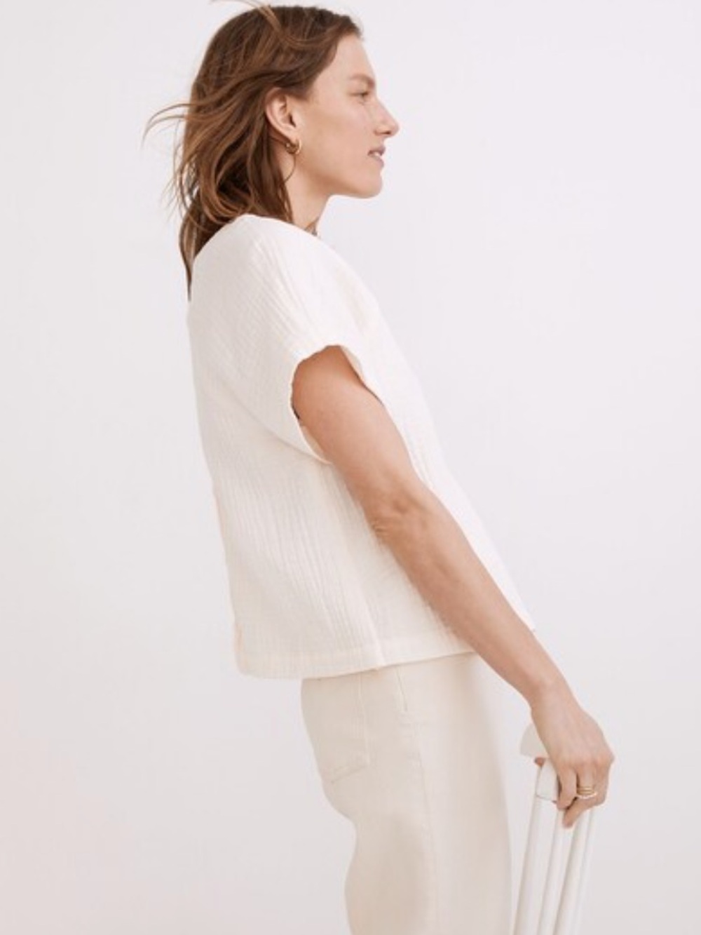 Madewell Lightspun Renwood Button-Back Top | Size Large - Picture 2 of 7
